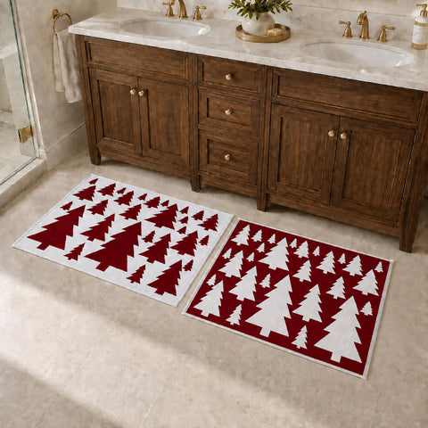 2-Pack Christmas Reversible cotton Bath Mats