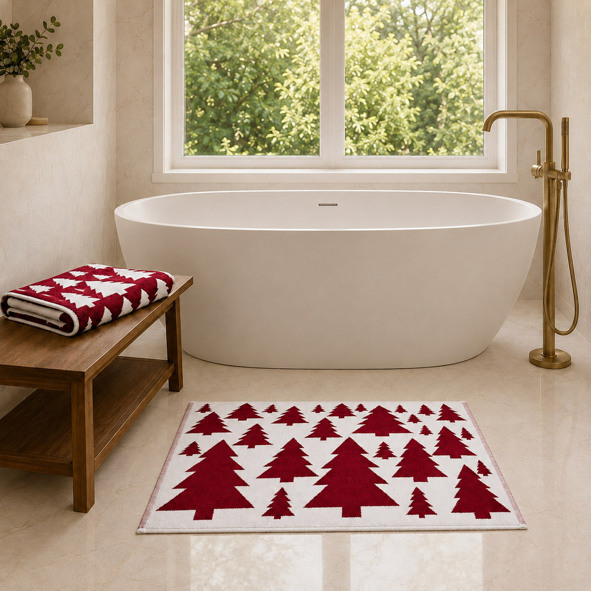 2-Pack Christmas Reversible cotton Bath Mats