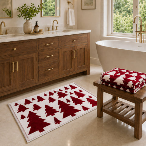 2-Pack Christmas Reversible cotton Bath Mats
