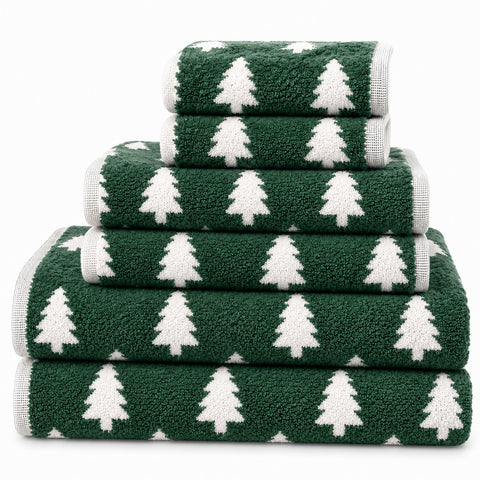6-Piece Cotton Reversible Christmas Towel Set