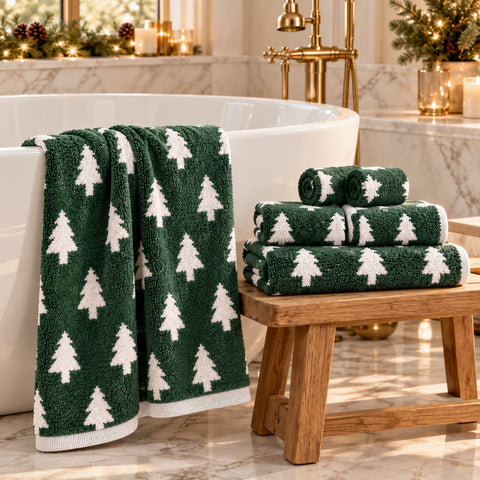 6-Piece Cotton Reversible Christmas Towel Set