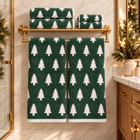 6-Piece Cotton Reversible Christmas Towel Set