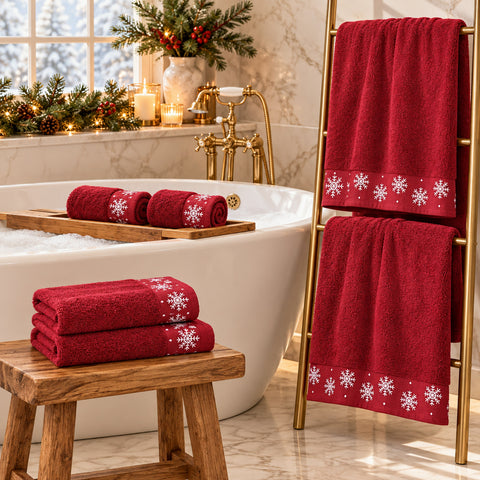 6-Piece Cotton Reversible Christmas Towel Set