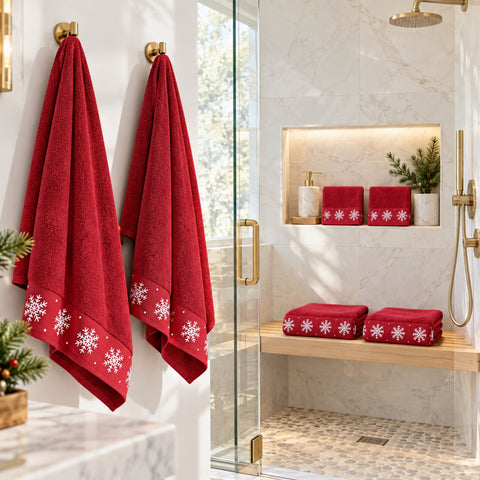 6-Piece Cotton Reversible Christmas Towel Set