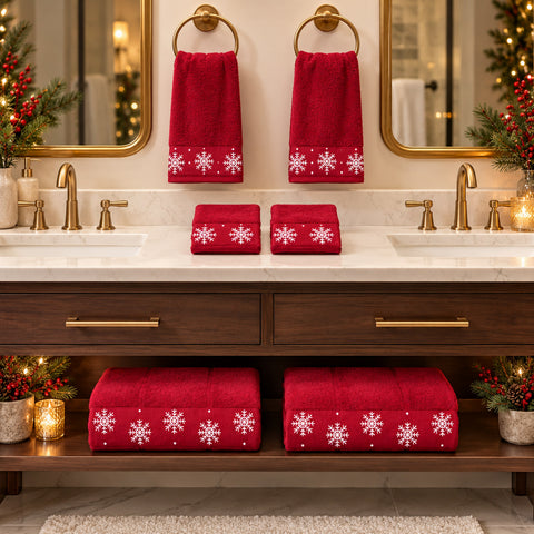 6-Piece Cotton Reversible Christmas Towel Set