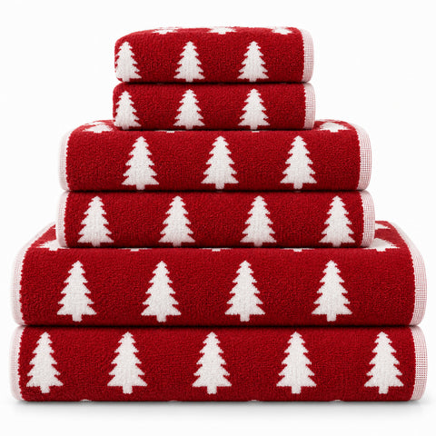 6-Piece Cotton Reversible Christmas Towel Set
