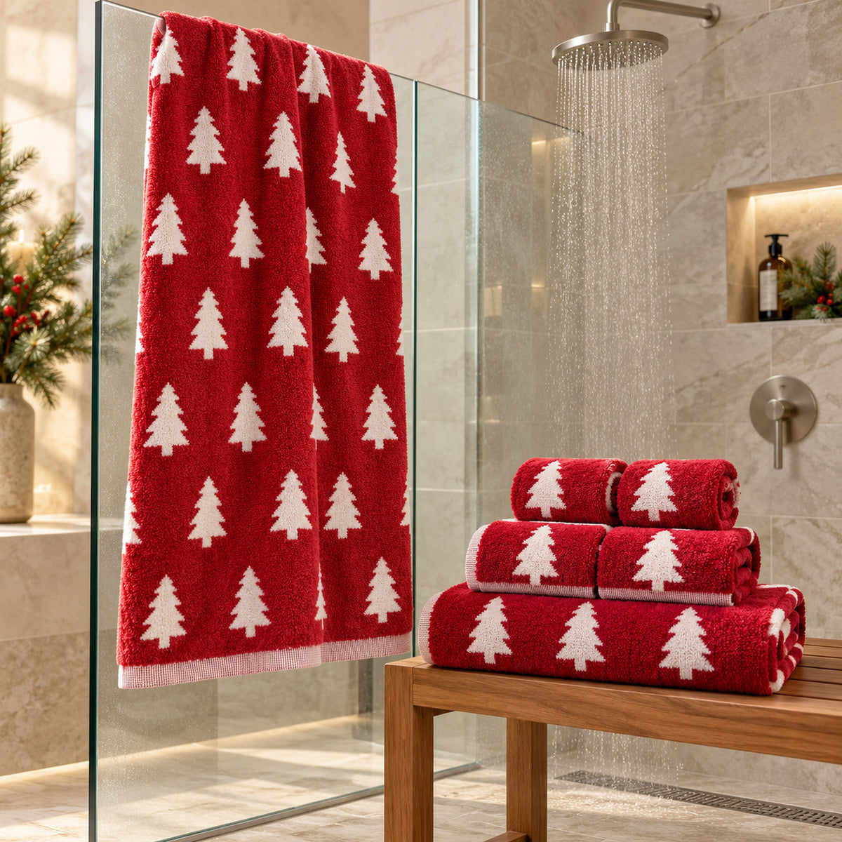 6-Piece Cotton Reversible Christmas Towel Set