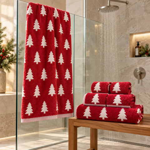 6-Piece Cotton Reversible Christmas Towel Set