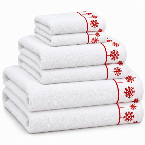6-Piece Cotton Reversible Christmas Towel Set