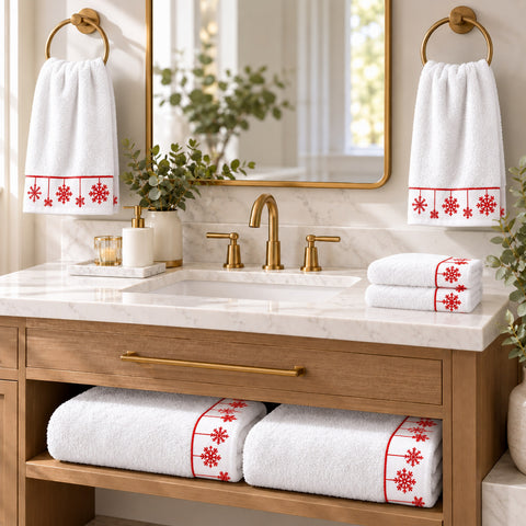 6-Piece Cotton Reversible Christmas Towel Set