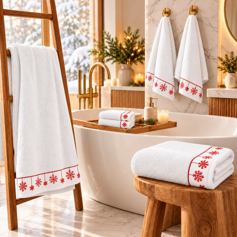 6-Piece Cotton Reversible Christmas Towel Set