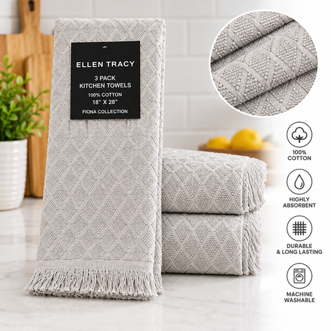 Ellen Tracy 6-12 Pack Cotton Kitchen Towels 18" x 28"