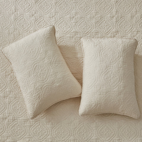 Patina Vie 3 Piece 100% Cotton Stitched Embroidered Quilt Set