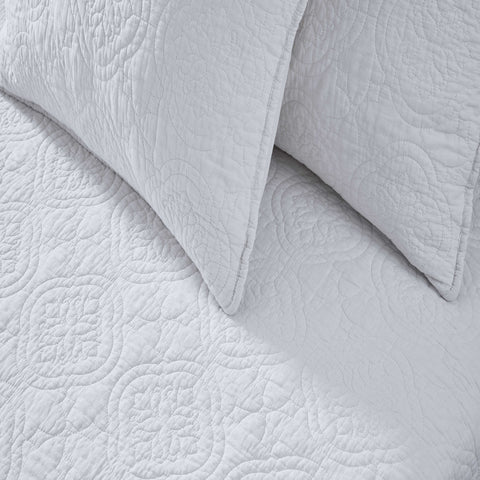 Patina Vie 3 Piece 100% Cotton Stitched Embroidered Quilt Set