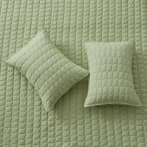 3-Piece Seersucker Textured Quilt & Sham Set