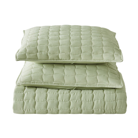 3-Piece Seersucker Textured Quilt & Sham Set