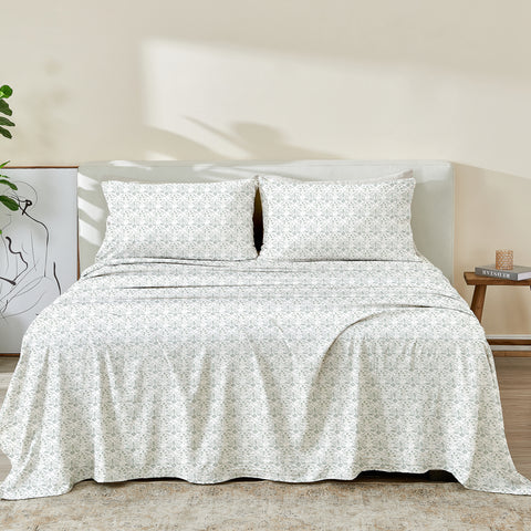 Patina Vie Maison Leiea Pre Washed Microfiber Printed Sheet Set