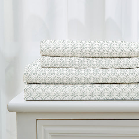 Patina Vie Maison Leiea Pre Washed Microfiber Printed Sheet Set