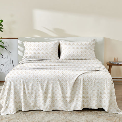 Patina Vie Maison Leiea Pre Washed Microfiber Printed Sheet Set