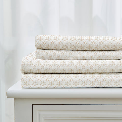 Patina Vie Maison Leiea Pre Washed Microfiber Printed Sheet Set