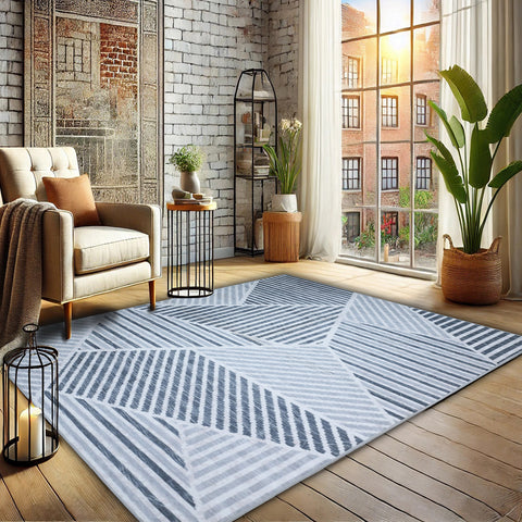 Bibb Home Washable Flannel Printed Area Rug with Latex Back 3x5 ft
