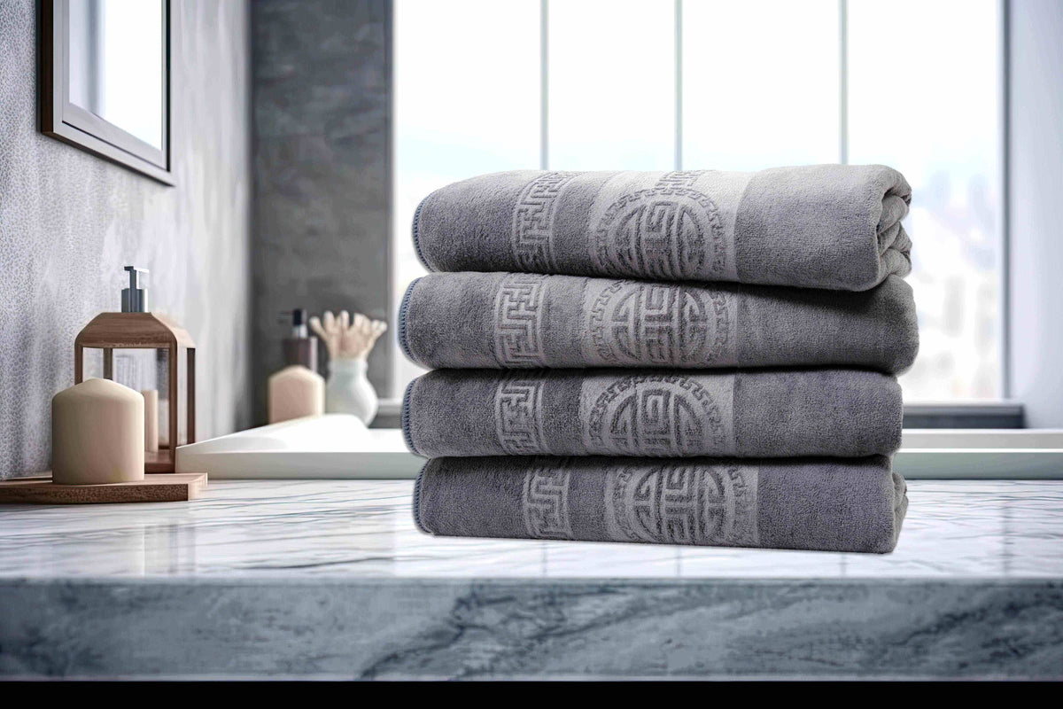 Grey Colour Dan River 4 Piece Embossed Microfiber Bath Towel Set