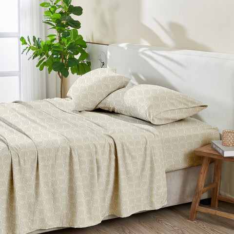 Patina Vie Maison Leiea Pre Washed Microfiber Printed Sheet Set