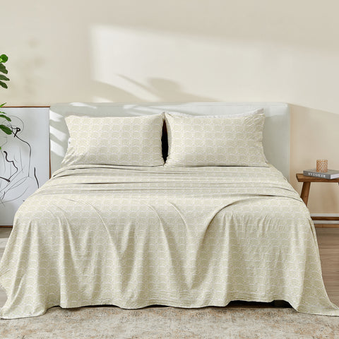 Patina Vie Maison Leiea Pre Washed Microfiber Printed Sheet Set
