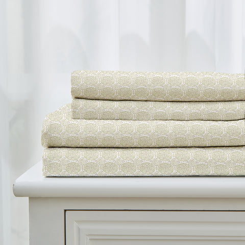 Patina Vie Maison Leiea Pre Washed Microfiber Printed Sheet Set