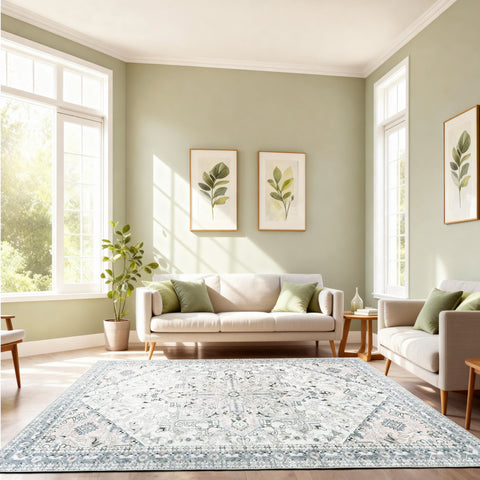 Kathy Ireland Soft Brushed Flannel Washable Rug with Latex Back