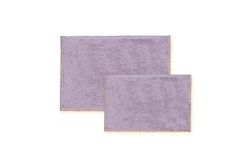 Lilac Colour of 2 Piece Faux Fur Plush Bathmat Set