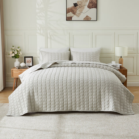 3-Piece Seersucker Textured Quilt & Sham Set