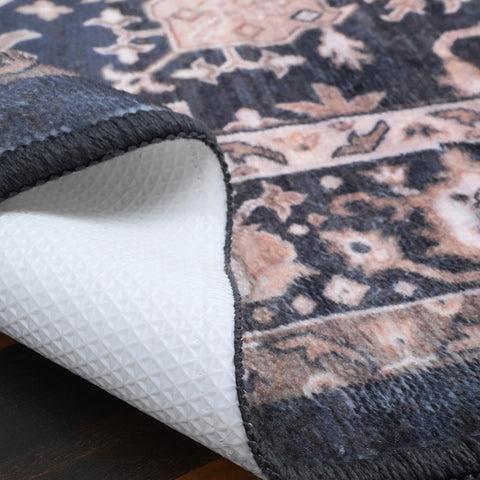 Bibb Home Washable Flannel Printed Area Rug with Latex Back 5x7 ft