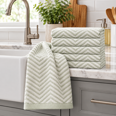 Ellen Tracy 6-12 Pack Cotton Kitchen Towels 18" x 28"