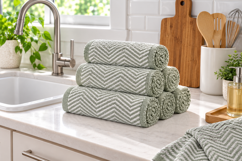 Ellen Tracy 6-12 Pack Cotton Kitchen Towels 18" x 28"