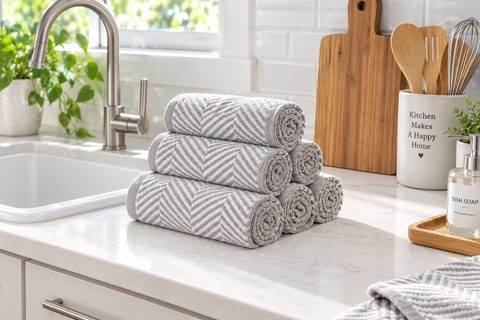 Ellen Tracy 6-12 Pack Cotton Kitchen Towels 18" x 28"