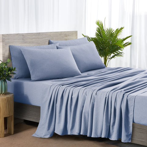 Bamboo 2000 Thread Count 6-Piece Chambray Deep Pocket Ultra Soft Sheet Set with Snug Grip