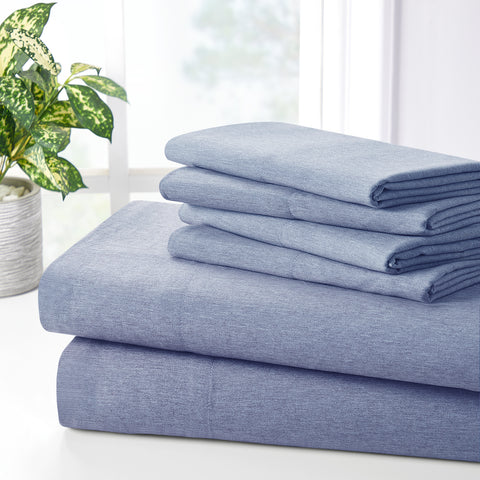 Bamboo 2000 Thread Count 6-Piece Chambray Deep Pocket Ultra Soft Sheet Set with Snug Grip