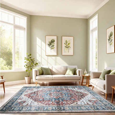 Kathy Ireland Soft Brushed Flannel Washable Rug with Latex Back