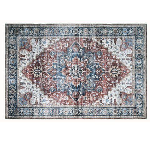 Bibb Home Washable Flannel Printed Area Rug with Latex Back 3x5 ft