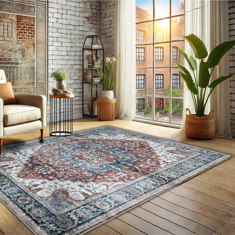 Bibb Home Washable Flannel Printed Accent Rug with Latex Back 1-2-Pack 20x30