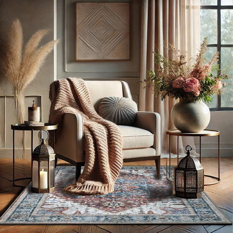 Kathy Ireland Soft Brushed Flannel Washable Rug with Latex Back