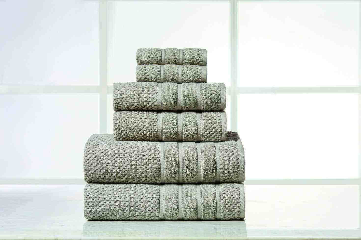 Popcorn Grey Colour of 6 Piece Egyptian Cotton Towel Set