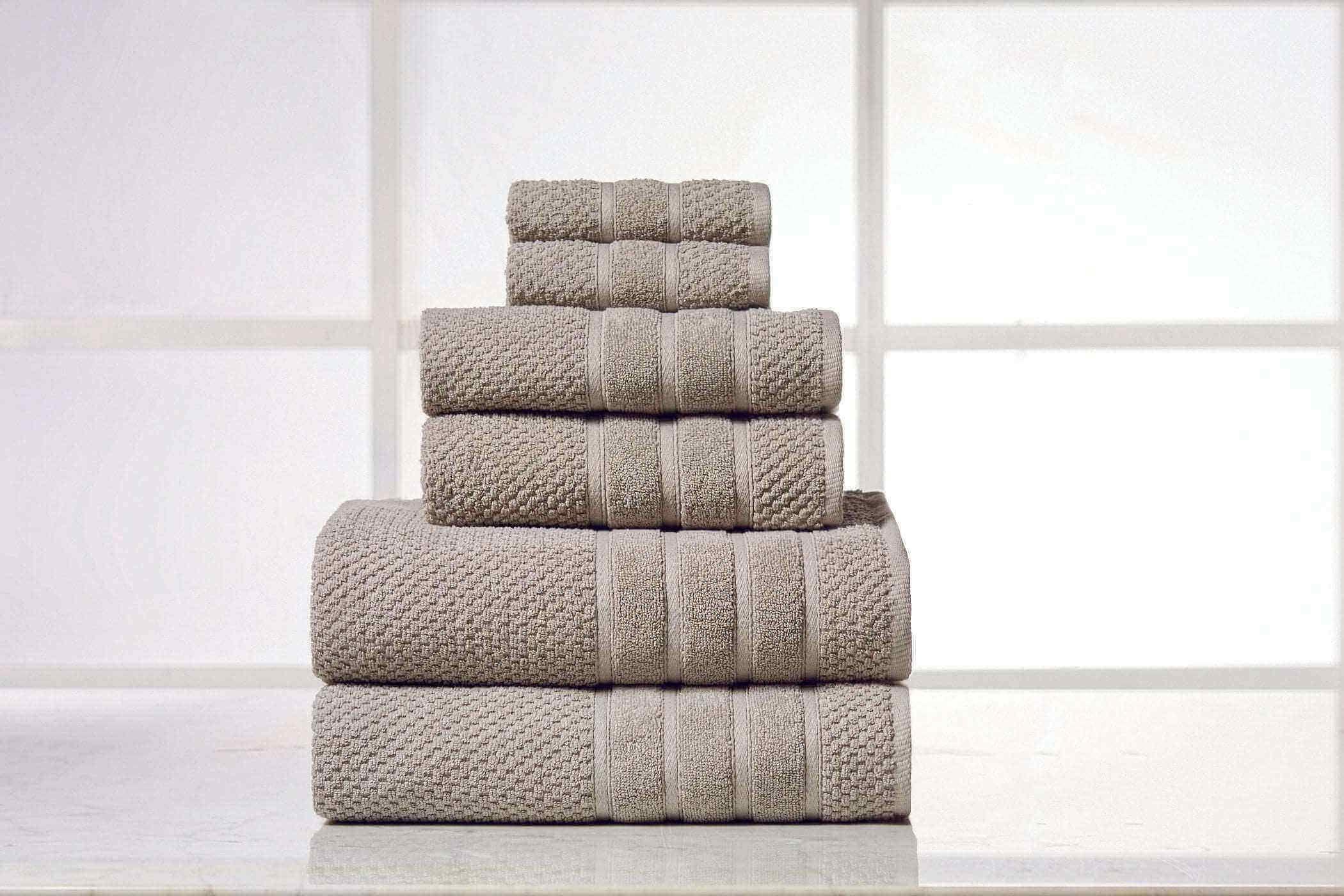 Popcorn Grey Colour of 6 Piece Egyptian Cotton Towel Set