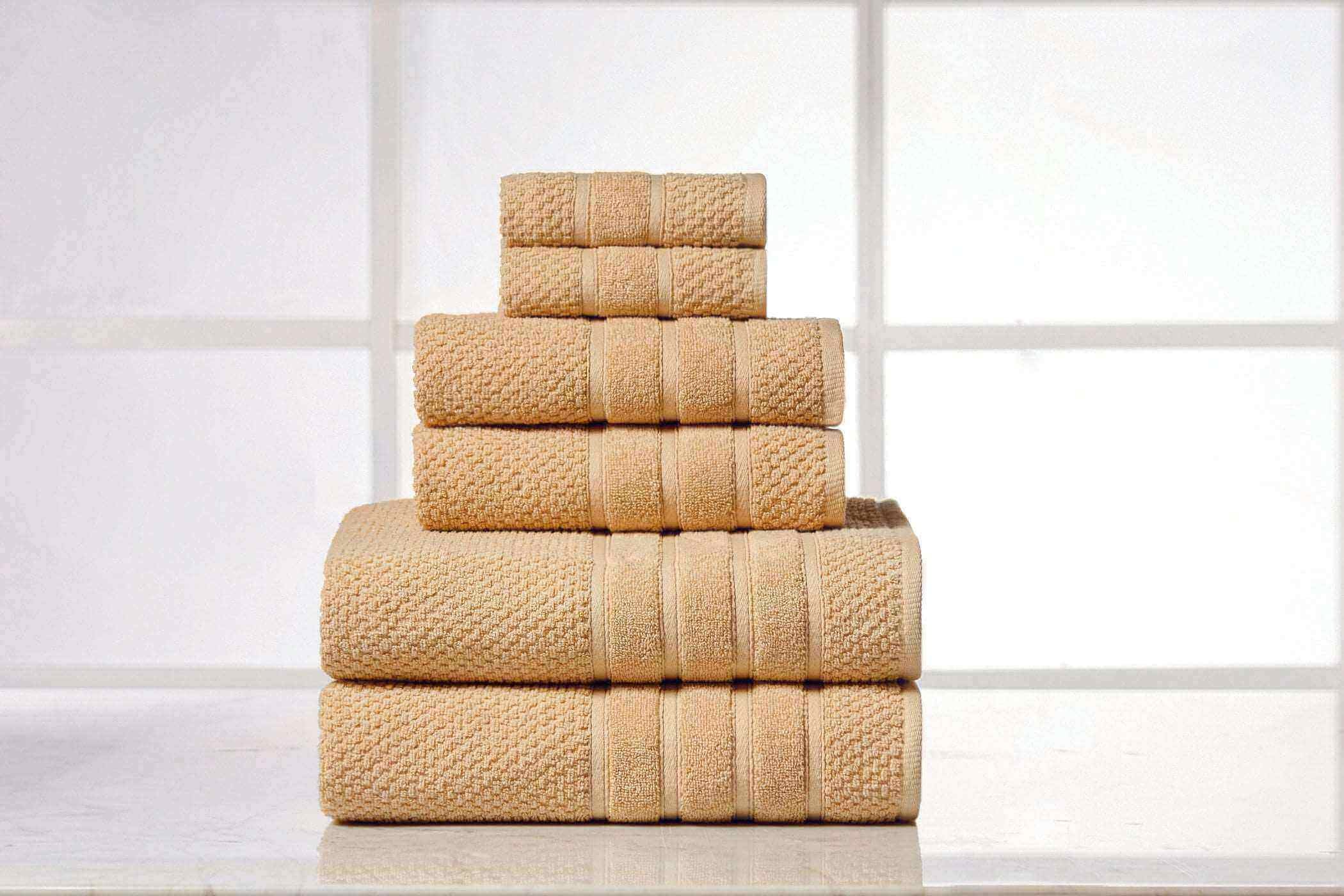 Popcorn Mustard Colour of 6 Piece Egyptian Cotton Towel Set