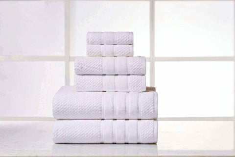 Popcorn White Colour of 6 Piece Egyptian Cotton Towel Set