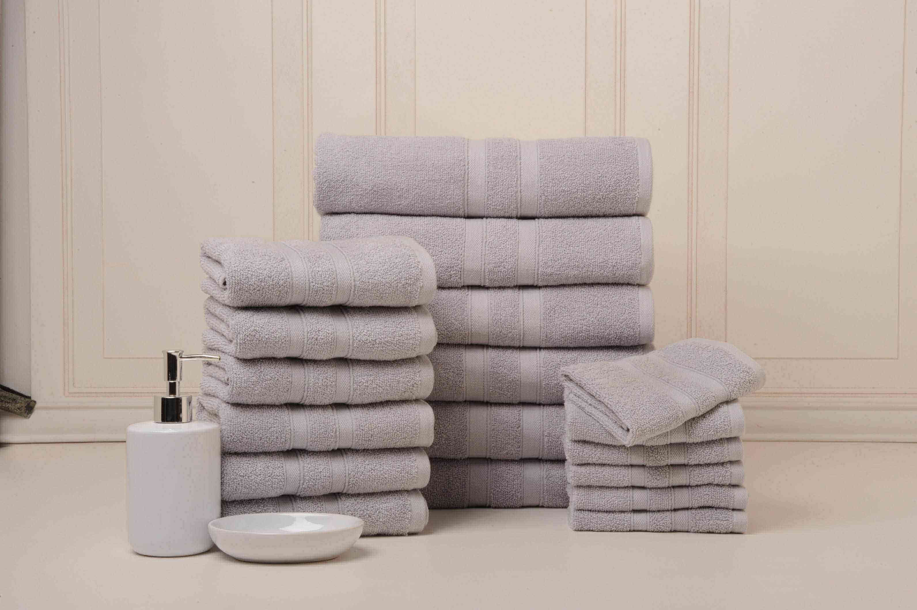 Solid Seal Grey Colour of 18 Piece Egyptian Cotton Towel Set