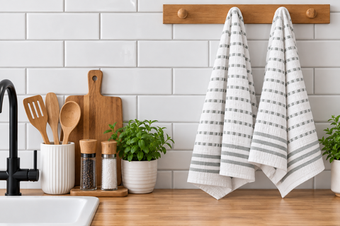 Ellen Tracy 6-12 Pack Cotton Kitchen Towels 18" x 28"