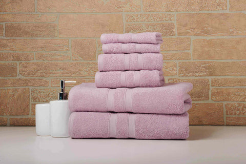 Solid Dusky Mauve Colour of 6 Piece Egyptian Cotton Towel Set