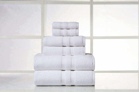 Solid White Colour of 6 Piece Egyptian Cotton Towel Set
